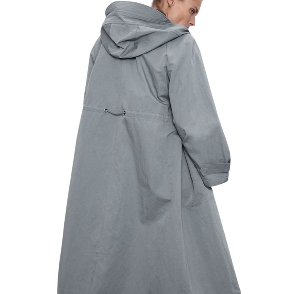 Zara Women's Gray Hooded Trench Coat